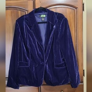 Lane Bryant Navy Blue Crushed Velvet Blazer Size 20